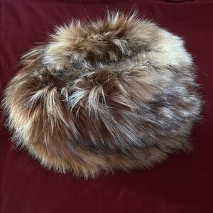 Fabulous Furs Brown and Cream Faux Fur Hat